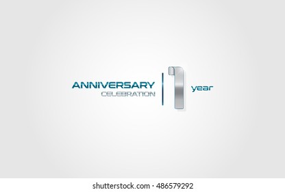 1 year silver anniversary celebration logo, isolated on dark white background