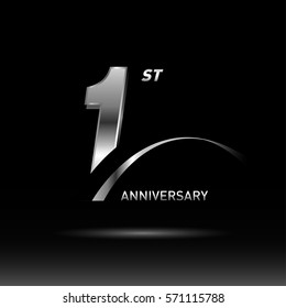 1 year silver anniversary logo celebration