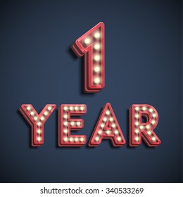 '1 Year' typography, vector