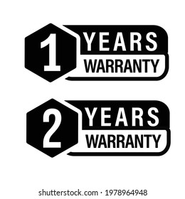 1 year warranty  2 year warranty icon set
