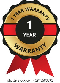 1 year warranty badge, warranty certificate, 1 year guarantee logo