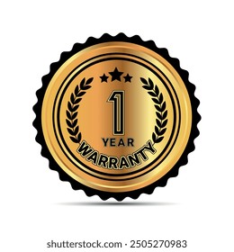1 year warranty badge for packaging sticker and warranty seal stamp, golden warranty sticker