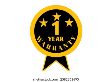 1 year warranty badge and warranty sticker, 1 year warranty logo design 