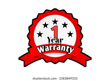 1 year warranty badge, 1 year warranty sticker, warranty badge 