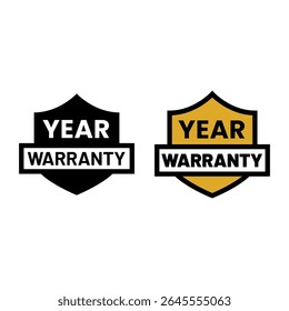 1 Year Warranty Badge Vector Icon with Gold and Black Style