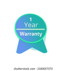 1 year warranty blue circle sign icon in White background 