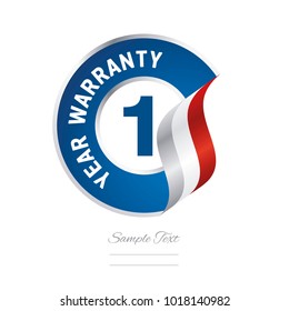 1 Year Warranty blue icon stamp vector