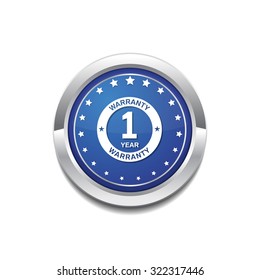 1 Year Warranty Blue Vector Icon Button