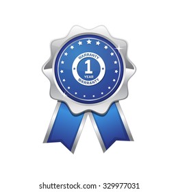 1 Year Warranty Blue Vector Icon Design