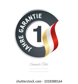 1 Year Warranty (German - 1 Jahre Garantie) black icon stamp vector