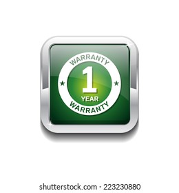 1 Year Warranty Green Vector Icon Button