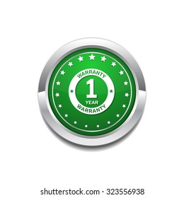 1 Year Warranty Green Vector Icon Button