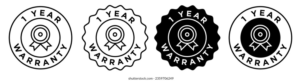 1 year warranty icon. Product protection of one year period symbol. Consumer repair service assurance certificate vector.  