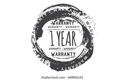 1 year warranty icon vector vintage grunge guarantee background