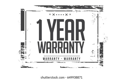 1 year warranty icon vector vintage grunge guarantee 