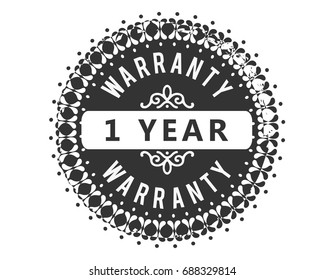 1 year warranty icon vintage rubber stamp guarantee