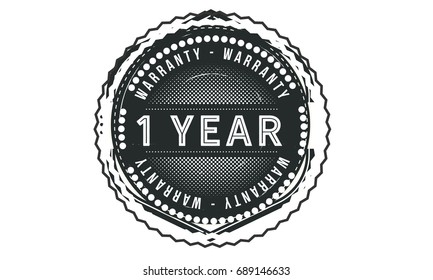 1 year warranty icon vintage rubber stamp guarantee