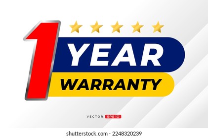 1 year warranty label. for icon, badge, logo, sticker, tag. vector label illustration