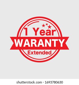 1 Year Warranty Label With Ribbon Logo Vector Illustration