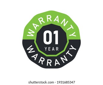 1 Year Warranty Logo Isolated On White Background. 1 Years Warranty Image