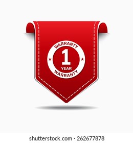 1 Year Warranty Red Vector Icon Design
