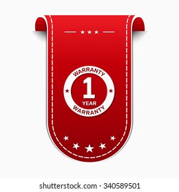 1 Year Warranty Red Vector Icon Design