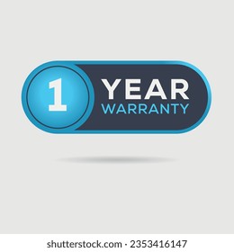 1 year warranty seal stamp, vector label.