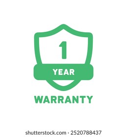 1 year warranty shield icon. Vector illustration