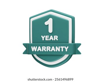 1 Year Warranty Sign. 3D rendering one year warranty icon vector 3d render