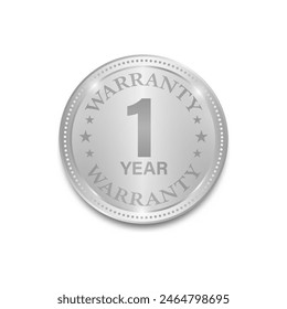 1 Year Warranty. Warranty Sign. Vector Illustration Isolated on White Background. 