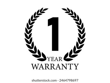 1 Year Warranty. Warranty Sign. Vector Illustration Isolated on White Background. 