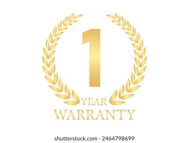 1 Year Warranty. Warranty Sign. Vector Illustration Isolated on White Background. 