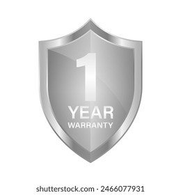 1 Year Warranty. Warranty Sign. Vector Illustration Isolated on White Background. 
