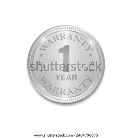 1 Year Warranty. Warranty Sign. Vector Illustration Isolated on White Background. 