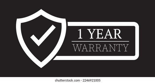1 year warranty stamp on white background,flat style,Sign, label, sticker.Vector illustration.