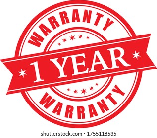 1 Year  warranty stamp vector logo images, Warranty vector stock photos, Warranty vector illustration of logo