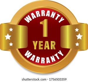 1 Year warranty stamp vector logo images, Warranty vector stock photos, Warranty vector illustration of logo.