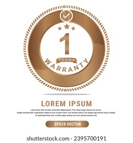 1 Jahr Garantie Vektorgrafik-Illustration in goldener Farbe mit fantastischer Schriftart und weißem Hintergrund. EPS10-Vektorgrafik