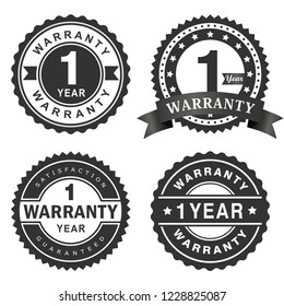 1 Year Warranty Vector Badge Labels