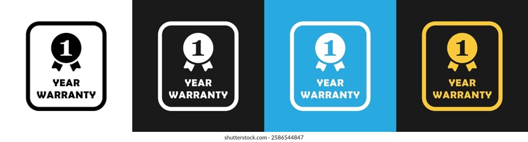 1 Year Warranty - vector stamp on different backgrounds.