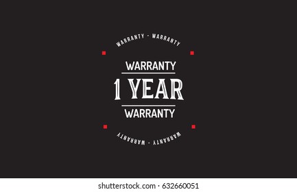 1 year white warranty icon,warranty icon on black background