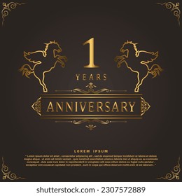 1 Years anniversary celebration 3d vector template design illustration
