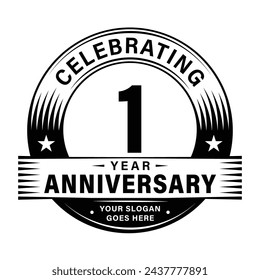 1 years anniversary celebration design template. 1st logo vector illustrations.