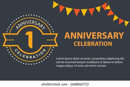 1 years anniversary celebration logo vector template design illustration