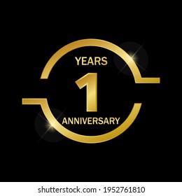 1 years anniversary celebration logo vector template design illustration