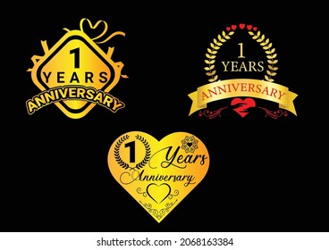 1 years anniversary celebration logo and icon design