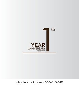 1 years anniversary celebration logotype with elegant dark brown color for celebration
