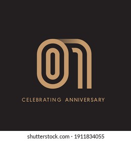 1 years anniversary celebration logotype with modern number gold color for celebration