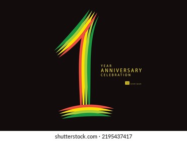 1 years anniversary celebration logotype colorful line vector, 1st birthday logo, 1 number design, Banner template, logo number elements for invitation card, poster, t-shirt.