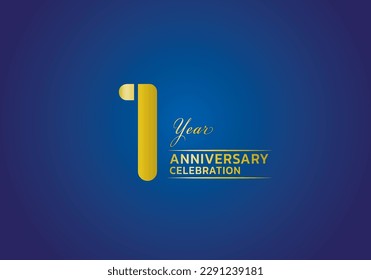 1 years anniversary celebration logotype gold color vector, 1st birthday logo, 1 number, anniversary year banner, anniversary design elements for invitation card and poster. number design vector